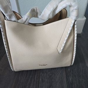 Kate Spade Knott Whipstitched Large Handbag in Cream/Light Tan